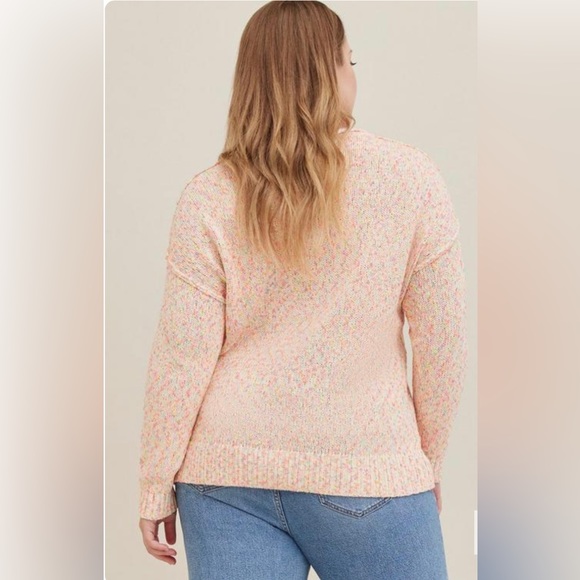 Torrid Pullover Sweater Marled Multi Color Cotton with Blue Flamingo 3/3X/22-24 - Picture 4 of 8
